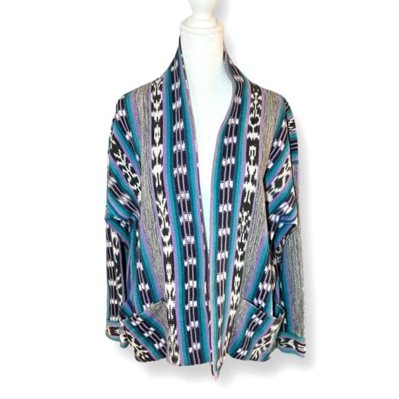 Vintage Jackets & Blazers - Vintage Handwoven Cotton Los Artesanos de San Juan Guatemalan Open Jacket